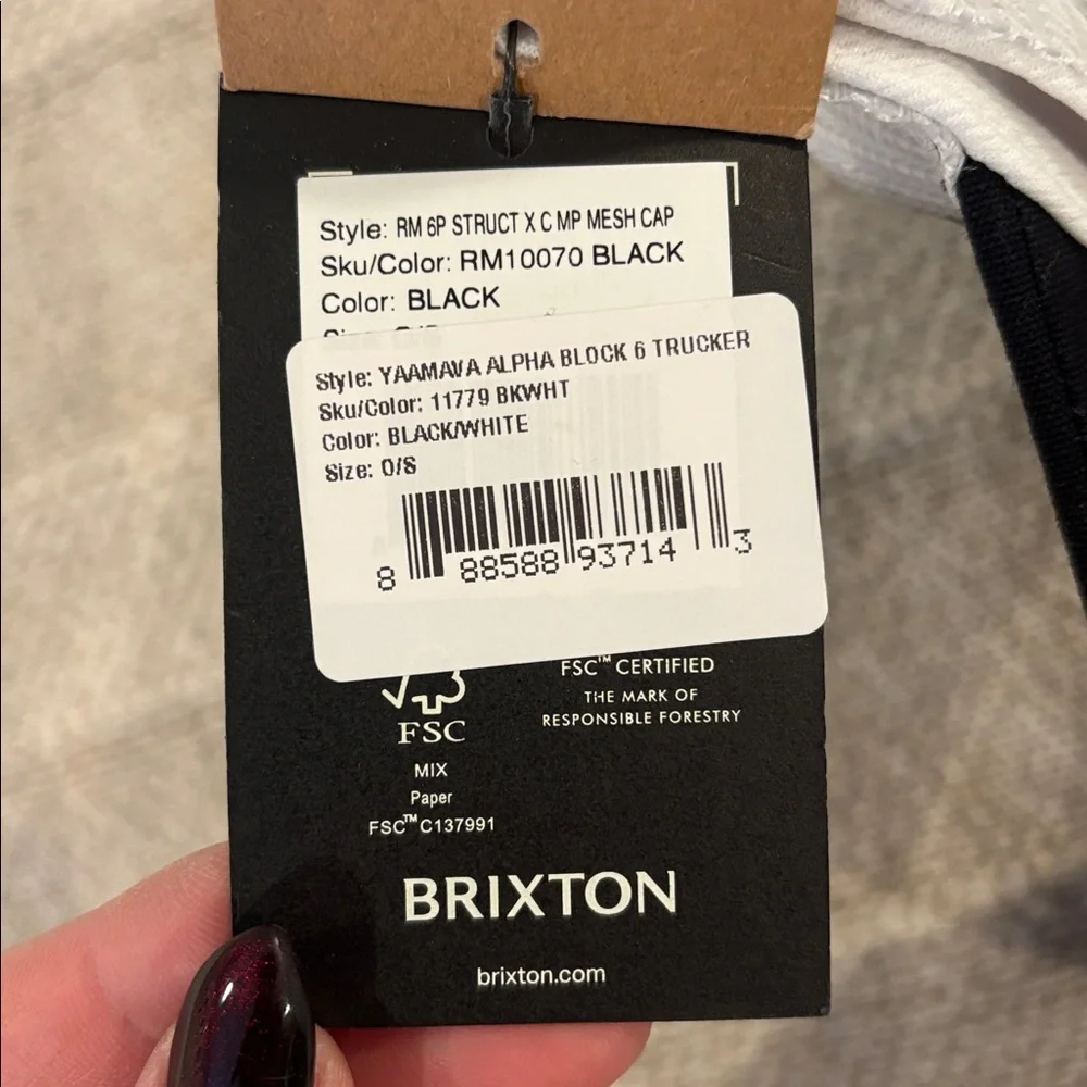 Brixton x Yaamava Alpha Block 6 Trucker Hat‎ Black/White NWT